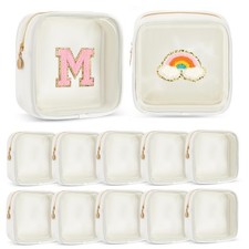 Kacctyen 12 Pcs Mini Makeup Bag Nylon Small Pouch for Purse Mini Square Nylon Po
