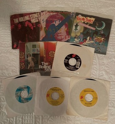 LOT OF 8 ROLLING STONES 7 INCH 45 RPM VINYL RECORDS VG MISS YOU