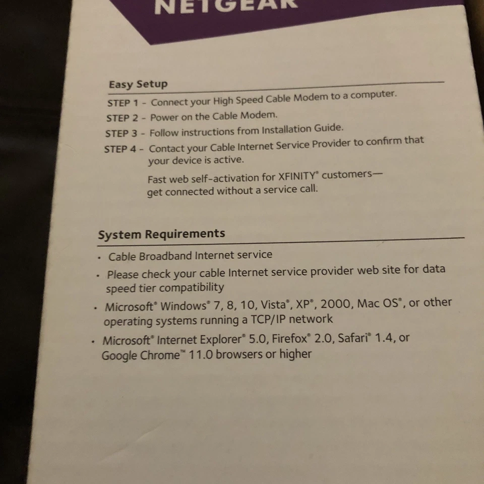 NETGEAR CM700-100NAS High SpeedCable Modem (open Box, Tested) - Image 2 of 4
