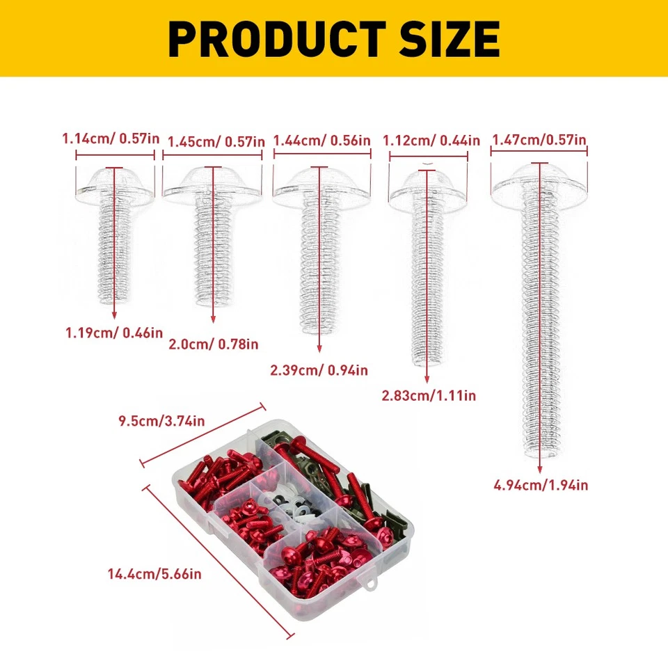 195x Juego completo de tornillos de carenado rojo para Honda GROM MSX125 2013-2018 Foto 2 de 4