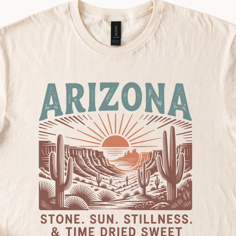 Camiseta gráfica del desierto de Arizona paisaje de cactus puesta de sol escena de la naturaleza anuncio del suroeste Foto 2 de 4