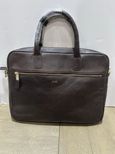 Mark and Graham Harvey Leather Briefcase Brown Laptop Bag MONOGRAM RHS