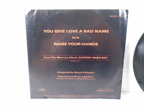 1986 BON JOVI / YOU GIVE LOVE A BAD NAME--VINYL 45 RPM RECORD (LOOK) - Picture 4 of 5