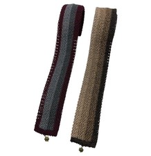 ALPI 2 Men's 100 Cotton Knit Necktie LUXURY Burgundy Beige Striped W:1.8" EUC