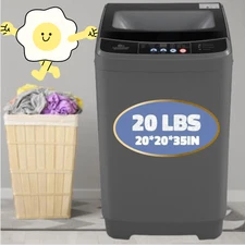Washing Machine 20Lbs Full-Automatic Laundry Washer with Drain Pump Glass Lid