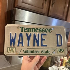 1986 Tennessee Vanity License Plate WAYNE D TN License Plate Tag
