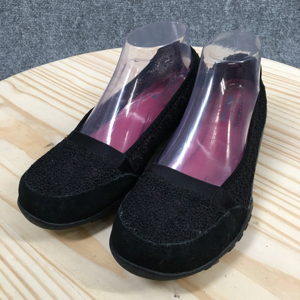 Zapatos planos Skechers para mujer 9 Breathe Easy-Pretty Factor sin cordones 22482 negros Foto 3 de 4