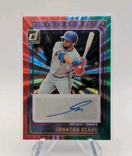 Jonatan Clase 2025 Panini Donruss Baseball SG-JCL Red Green Laser Auto SP #d/99