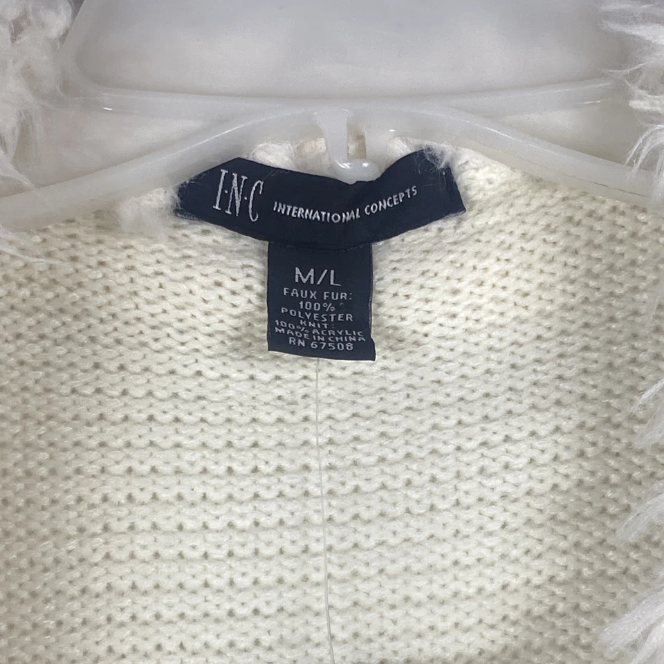 Chaleco de piel sintética INC International Concepts para mujer talla mediana grande crema marfil Foto 4 de 4