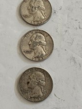 1963 Washington Quarters Lot of 3 D Mark 90% silver Lot 1