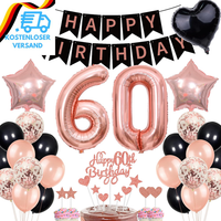 Deko 60. Geburtstag Frauen Rosegold Schwarz Deko Set Tortendeko 60 Geburtstag Fr
