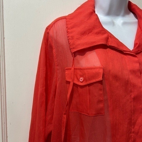 Chicos Orange Lightweight Button Front Utility Ja… - image 4