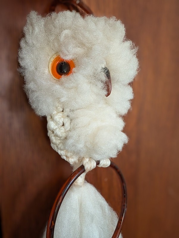 MCM Macrame Owl Wall Hanging Towel Holder Retro Decor Vintage Handmade.