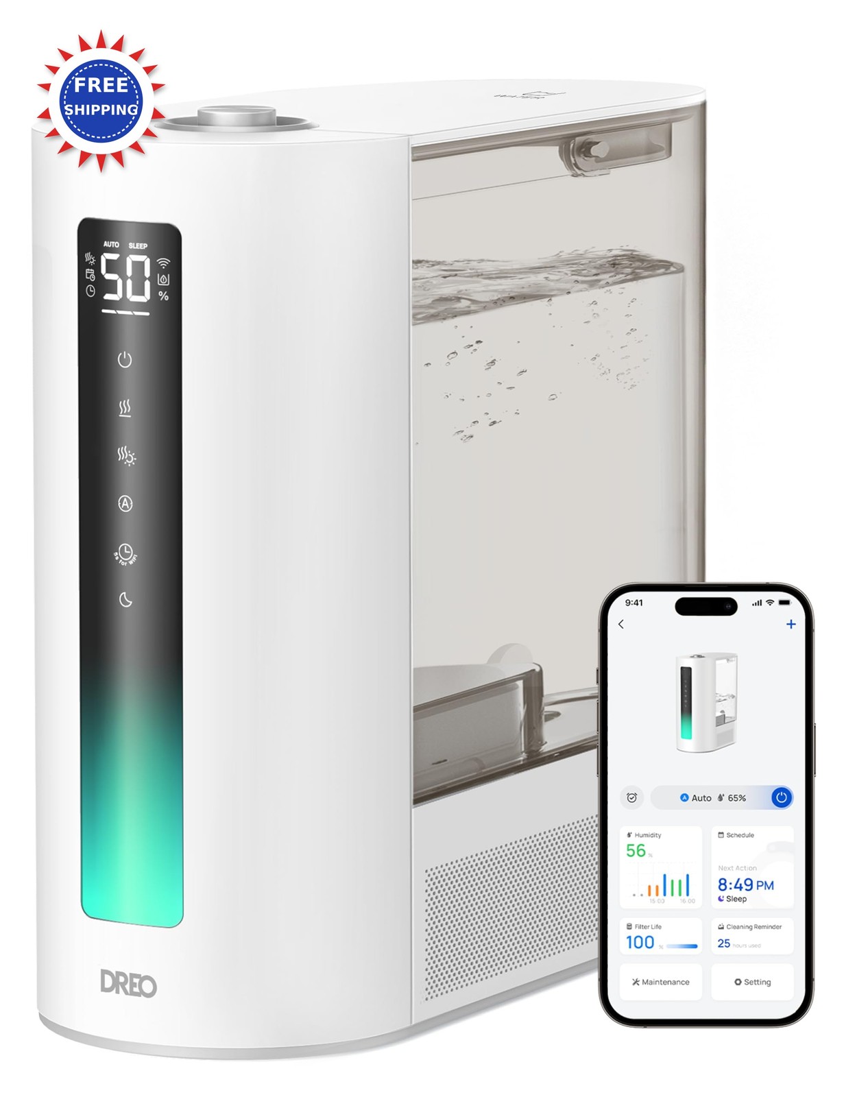 Smart Warm Cool Mist Large Room 60hr Quiet Baby Plant