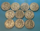 Walking Liberty Half Dollar  lot Of 10 90% Silver 1/2 Dollar P & D mints