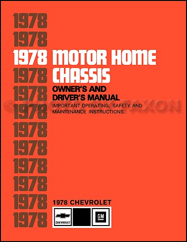 1978 Chevolet Motor Home Chassis Owners Manual Chevy P30 Motorhome