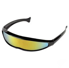 Futuristic Narrow Cyclops Sunglasses Black White Mirrored UV400 Men Women