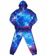 iEDM Blue Galaxy Hoodie & Joggers Set XL Rave Party Made In USA Tracksuit