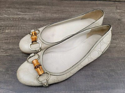 Gucci Bamboo Leather Horsebit GG Ballet Flats Sz 38 US 8. | eBay