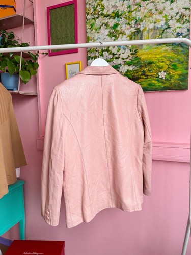 BALMAIN Vintage Women’s Jacket 100% Leather Petal Pink Made In France Sz S/M - Picture 5 of 7