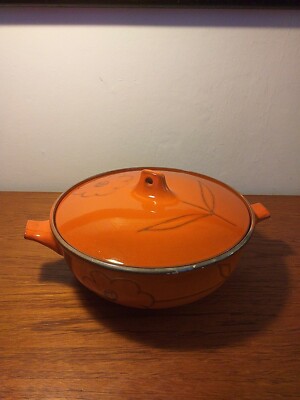 NIDERVILLER FRANKREICH MIDCENTURY ORANGE BLUMEN SERVIERSCHALE/TERRINE 23 CM DURCHMESSER 2