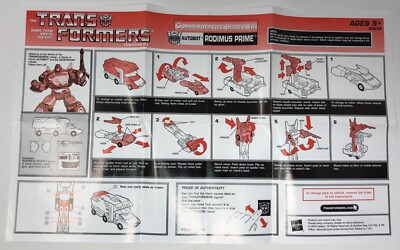 2003 HASBRO TRANSFORMERS COMMEMORATIVE SERIES VII RODIMUS PRIME INSTRUCTIONS