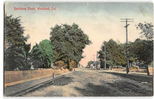 WOODLAND, CA Residence Street Scene Yolo County 1914 Hand-Colored Postcard