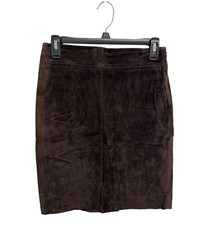 Vintage Express Women's suede pencil skirt 100 leather Brown size 1/2