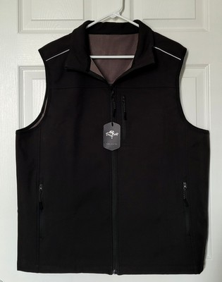Puzeer Men's Vest Outerwear , Full Zip Fleece Lined Light Softshell Black Sz XL