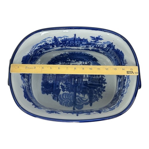 Großes chinesisches blaues Eisensteinbecken Chinoiserie Fußbad Pflanzgefäß - Bild 8 von 10
