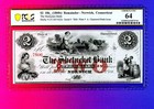 1860's $2 Norwich Connecticut Shetucket Bank Us Obsolete Currency Note Pcgs 64