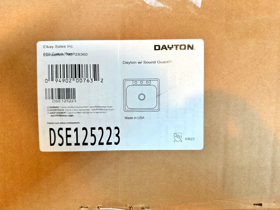 Elkay DSE125223 Dayton 25 дюймов одинарный умывальник кухонная раковина из нержавеющей стали - Изображение 3 из 4