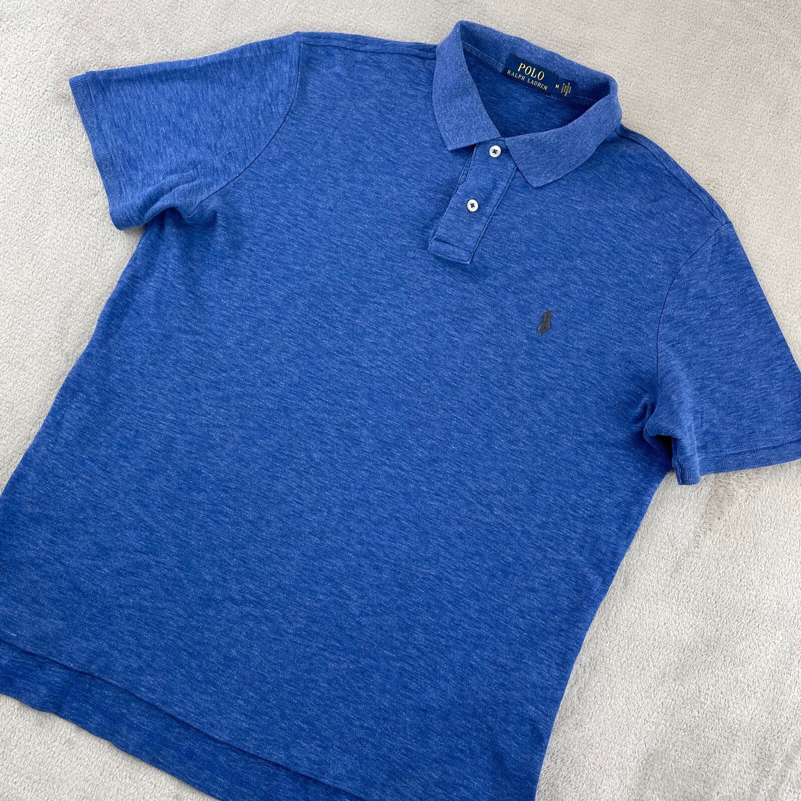 Polo Ralph Lauren camicia uomo media erica blu manica corta pony preppy