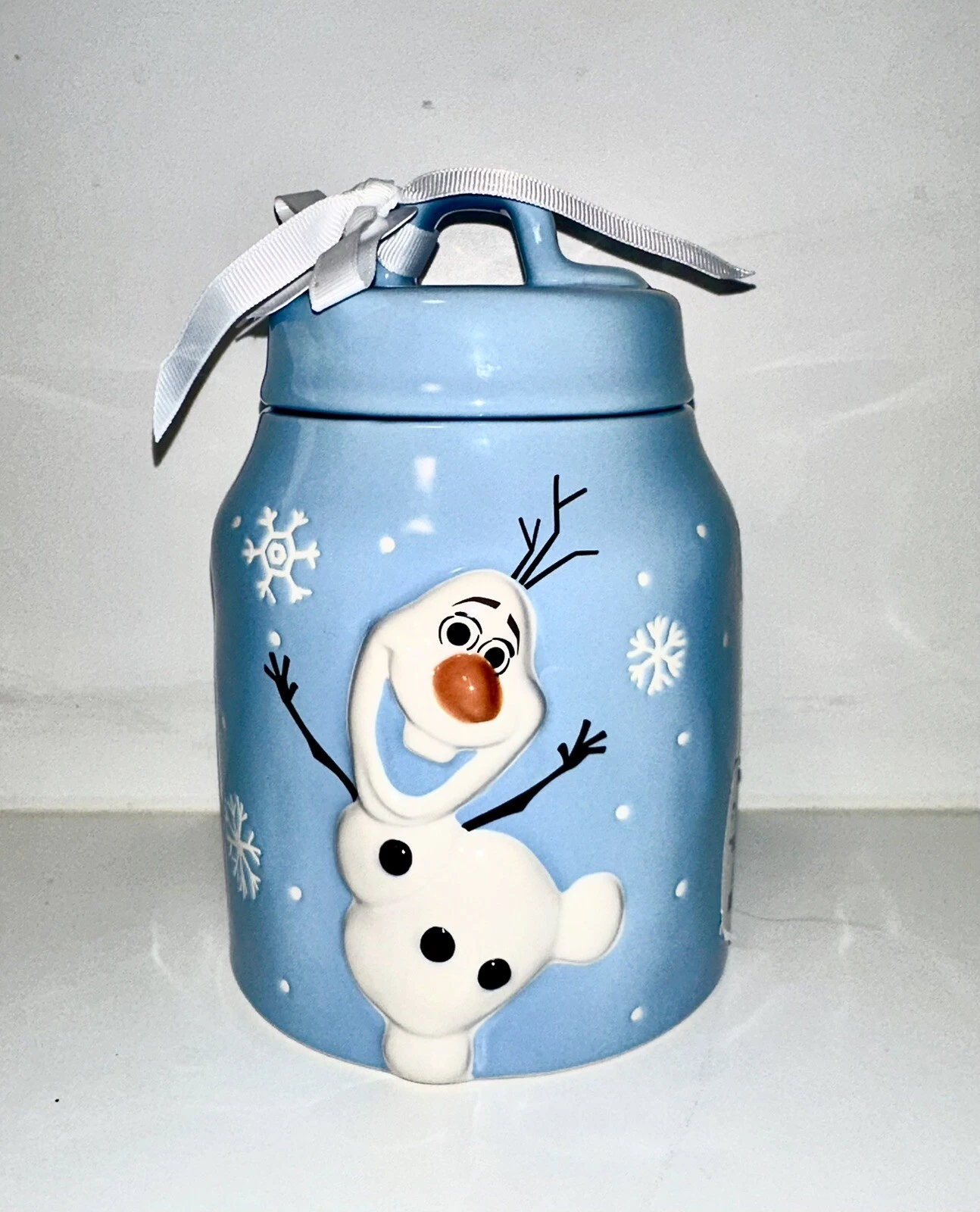 NEW Rae Dunn Frozen OLAF "Warm Hugs" Double Sided 7 in Ceramic Kitchen Canister