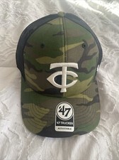 Minnesota Twins Hat  47 Camo Trucker Snapback Adjustable Black Mesh MLB Cap NWT