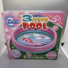 Splash Buddies 3 Ring Inflatable Pool Unicorn- 51”