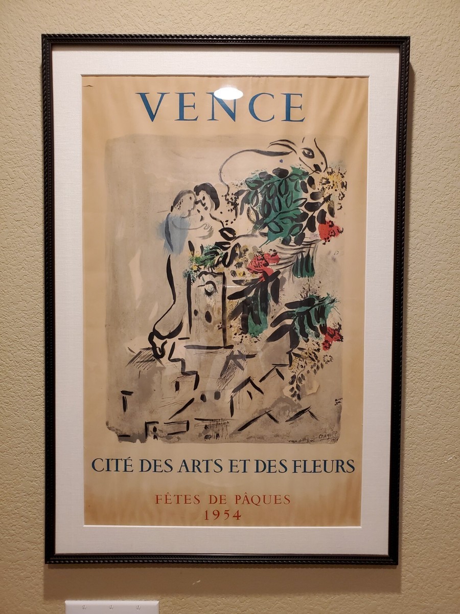 【中古】Marc Chagall ポスター Vintage 1954 Marc Chagall Orig. Litho-Poster Vence Cite Des Art et