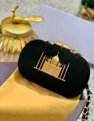 sabyasachi clutch bag black tiger clutch THE TAJ MINAUDIÈRE
