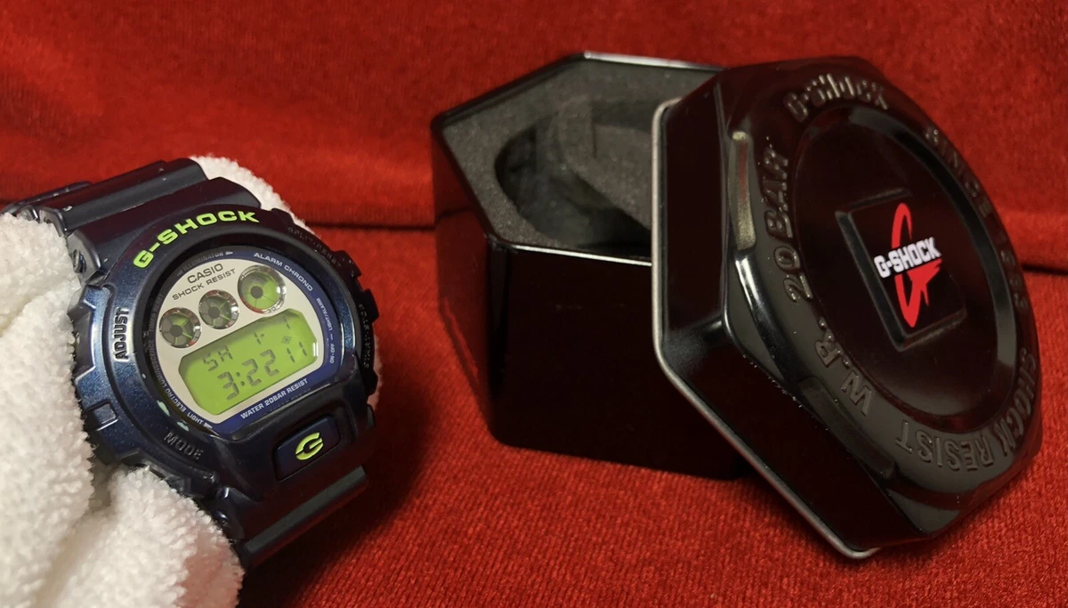 RARE Casio G-Shock Mens Watch DW-6900SB-2 1289 Navy Blue Neon Green Crazy Colors