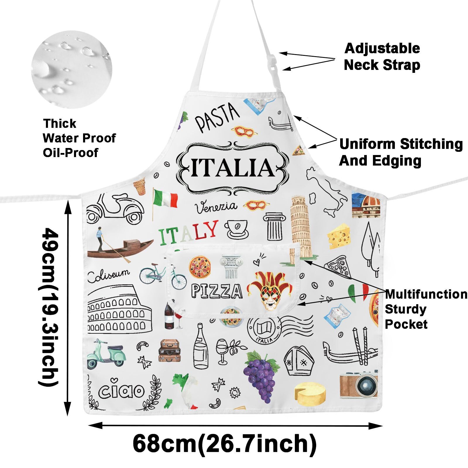 Italian Kitchen Apron Italy Cooking Apron Italian Chef Apron Italian Themed A...