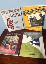 Lot Of 4 Piano Song Books Sheet Music Chopin Magic Melodies Singing Bermont VTG