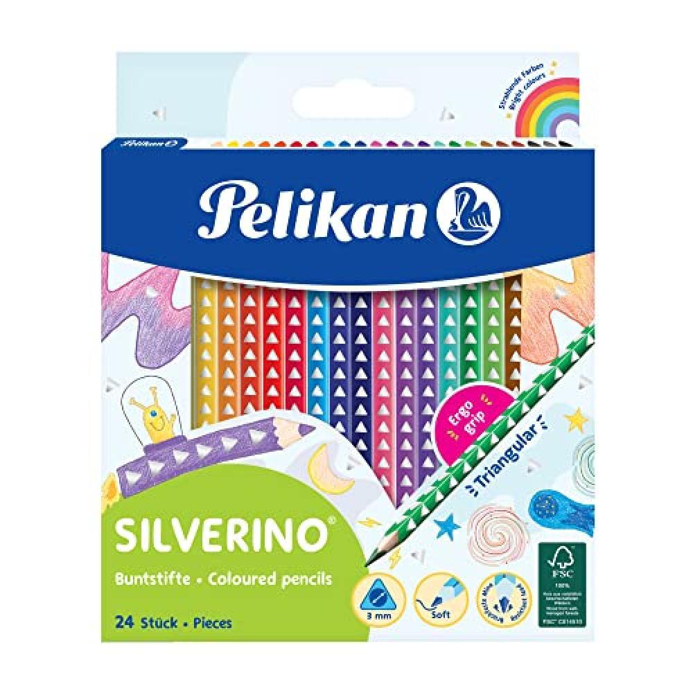 (TG. 1 unit  (Confezione da 24)) Pelikan Silverino, Matite Colorate con Fusto Tr