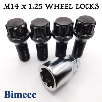 Locking Wheel Bolts M14x1.25 27mm Bimecc Black For BMW 8 Series G14, G15, G16