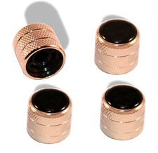 Knob Push on 6mm Gold with Black Cap Set of 4