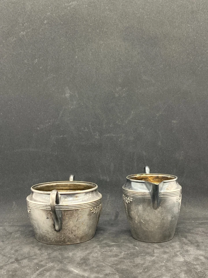 Antiguo extremadamente. WMF azucarero y jarra de crema plateada. Oxidado Foto 2 de 4