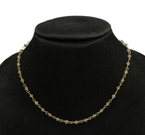 Multi Gemstone Beads Gold Plated Long Necklace Solid 925 Sterling Silver - Picture 19 of 24