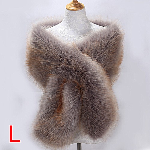 Womens Fluffy Faux Fur Shawl Stole Cape Wedding Bridal Warm Wrap Shrug Scarves - Picture 27 of 28