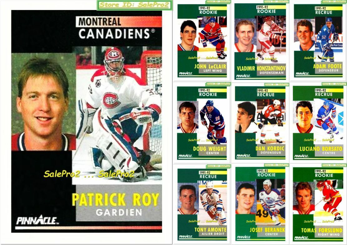 100++ PINNACLE 1991 NHL SINGLES RC ROOKIE ENGLISH or FRENCH LOT . YOU PICK LIST