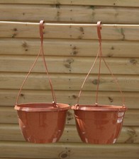 2 x Terracotta Brown 20cm Hanging Baskets