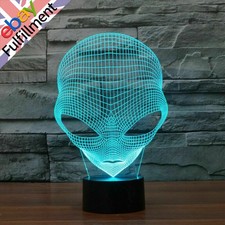 UFO 3D Acrylic ET Martian Alien 7-Color Changing LED Table Lamp Night Light a